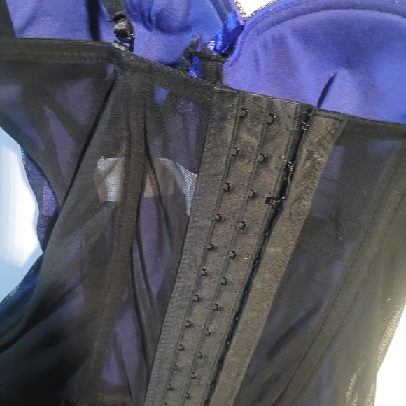 Baci Babydoll Victorian Bustier Corset Midnight Blue and Black Size Medium 8-10 - Picture 4 of 5